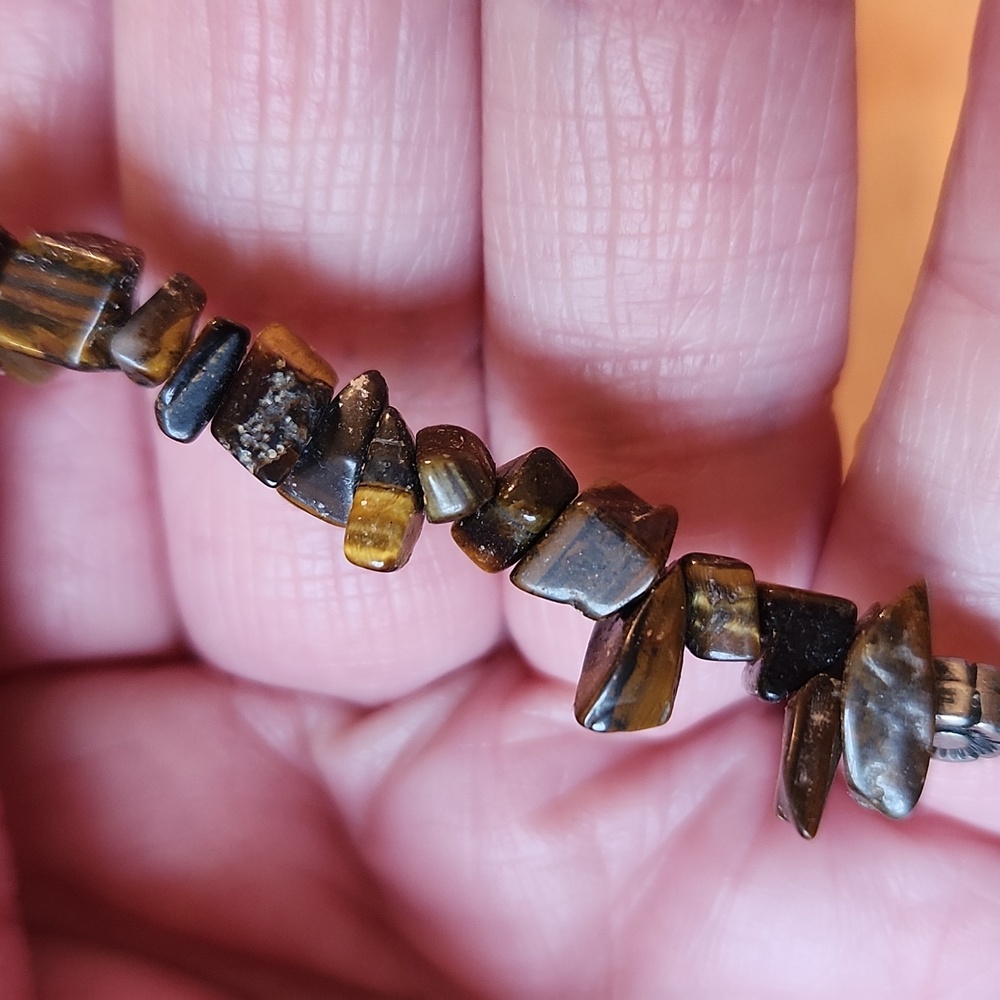 Native American Turquoise Tiger Eye Amber Necklace 17.5" - Picture 11 of 15